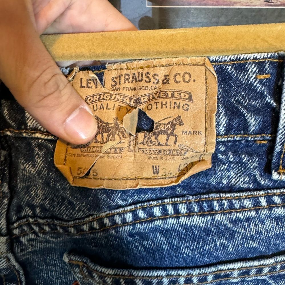 Vintage Acid Washed Orange Tab Levis Jeans Sz 34 x 32 - Picture 5 of 10